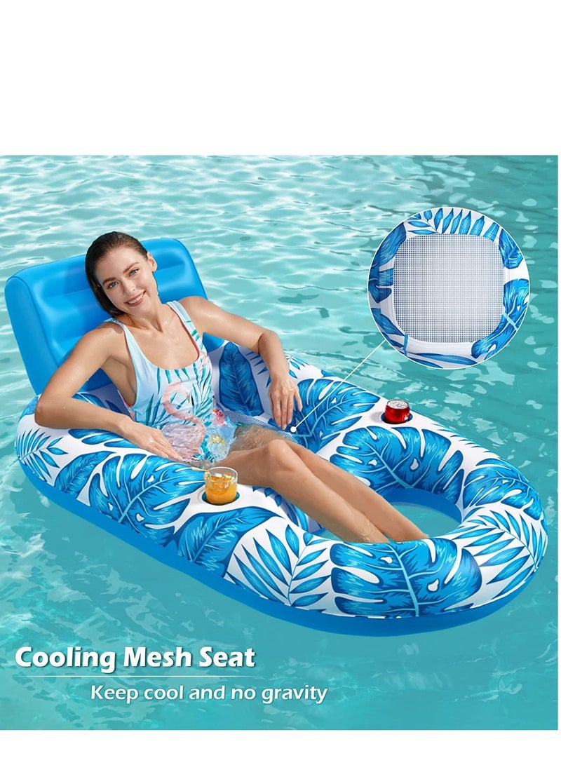 Inflatable Pool Float Adult Floaties Lounger Floats Rafts Floating Chair Water Floaty for Swimming Lake Lounge with Cup Holders Beach Party Toys Adults Kids - Image 2