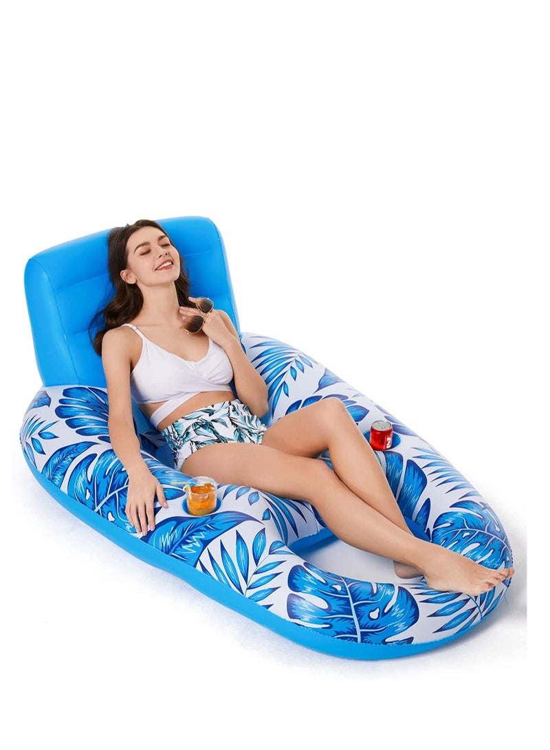 Inflatable Pool Float Adult Floaties Lounger Floats Rafts Floating Chair Water Floaty for Swimming Lake Lounge with Cup Holders Beach Party Toys Adults Kids - Image 1