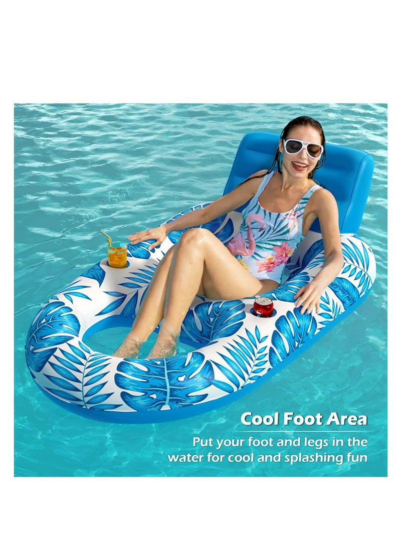 Inflatable Pool Float Adult Floaties Lounger Floats Rafts Floating Chair Water Floaty for Swimming Lake Lounge with Cup Holders Beach Party Toys Adults Kids - Image 3