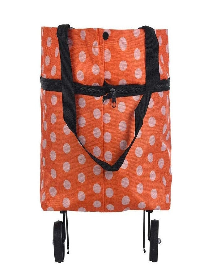 Luxula Multifunctional Travel Trolley Package Grocery Clothing Bag Foldable Wheel Shopping Cart Handbag (Orange) - Image 1