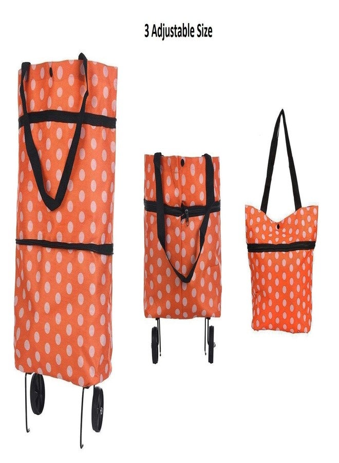 Luxula Multifunctional Travel Trolley Package Grocery Clothing Bag Foldable Wheel Shopping Cart Handbag (Orange) - Image 4