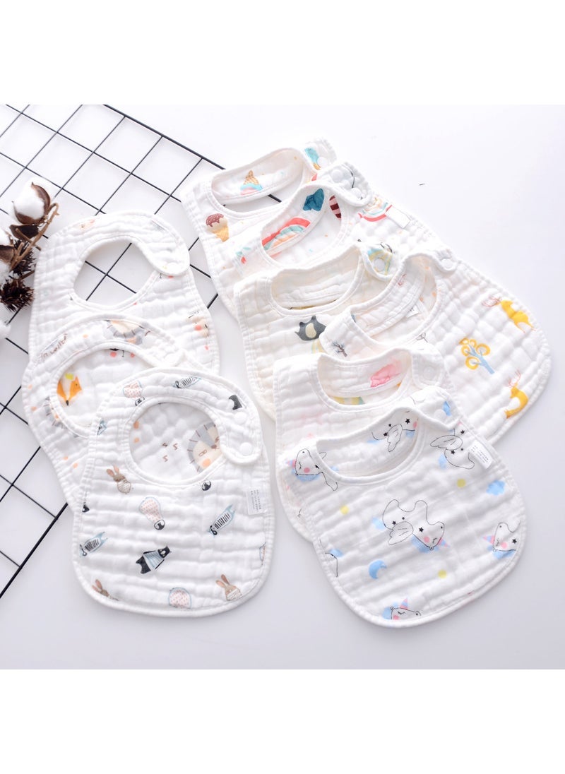 Cute Cartoon Print Muslin Baby Bibs U-shaped Wholesale Pattern mix and match
