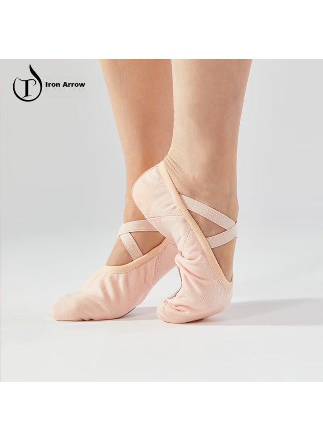 Tiejian Dance Shoes, Soft-soled Canvas Patchwork Ballet Practice Shoes, For Children And Adults, Chinese Dance And Body Movement Shoes, Pink, Size 37 - Image 3