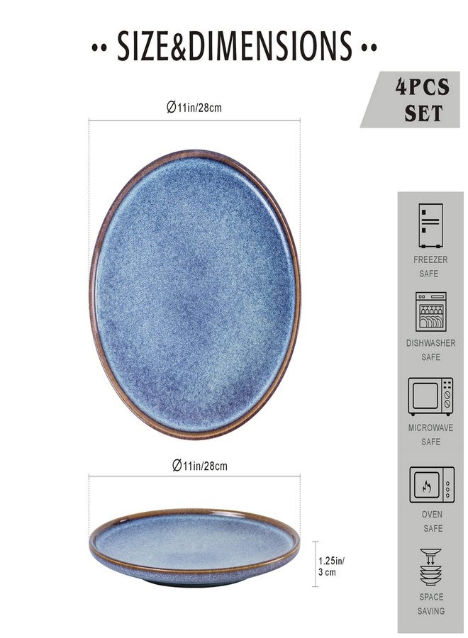 UNICASA 11 Inch Ceramic Dinner Plates Set of 4 – Large Blue Plates for Dinner, Salad, Dessert & Pasta, Durable Serving Dishes, Microwave & Dishwasher Safe - Image 2