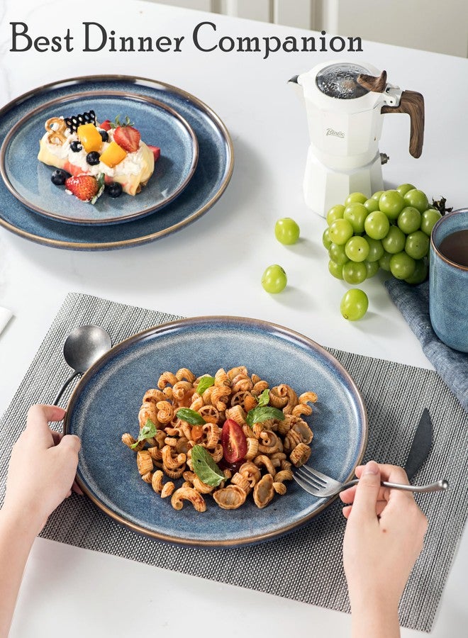 UNICASA 11 Inch Ceramic Dinner Plates Set of 4 – Large Blue Plates for Dinner, Salad, Dessert & Pasta, Durable Serving Dishes, Microwave & Dishwasher Safe - Image 5