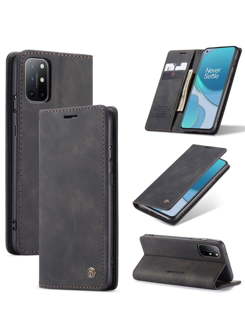 CaseMe CaseMe Oneplus 8T Case Wallet, for Oneplus 8T Wallet Case Book Folding Flip Folio Case with Magnetic Kickstand Card Slots Protective Cover - Black  - Image 1