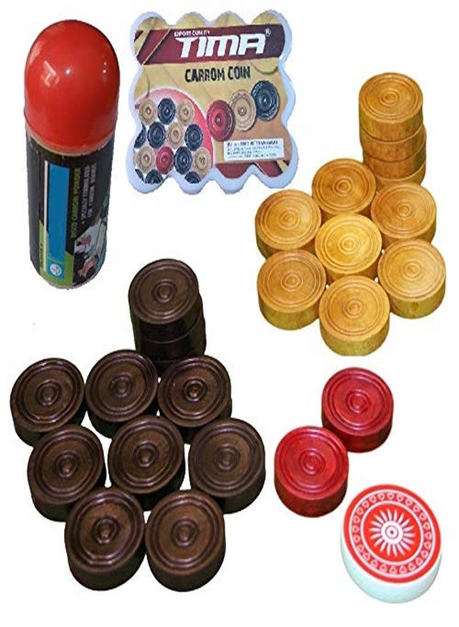 Tima Carrom Coin Sets (Carom Coins 24 Pcs with 1 Striker and 1 Powder) - Image 1