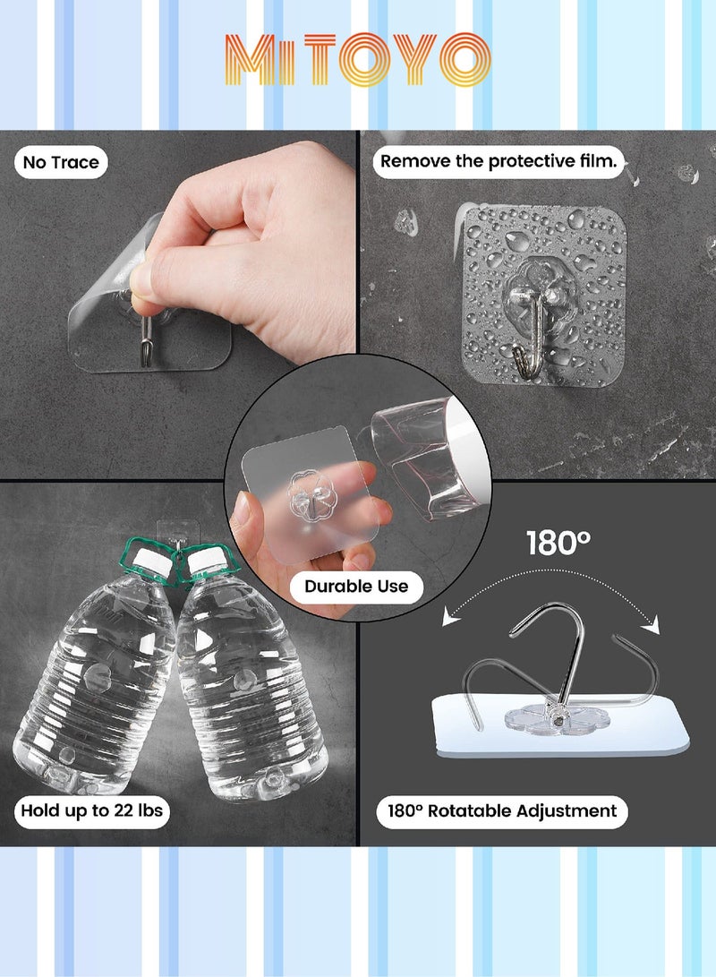 HOMESTAR 30-Piece Transparent Wall Hook - Heavy Duty Self Adhesive 33lb(Max) Strong Sticky Without Nails for Kitchen, Bathroom, Office, Outdoor Common Household Tools - Image 3