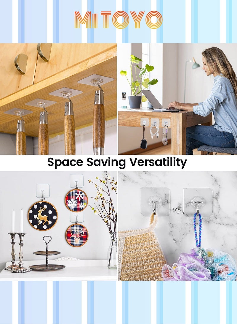 HOMESTAR 30-Piece Transparent Wall Hook - Heavy Duty Self Adhesive 33lb(Max) Strong Sticky Without Nails for Kitchen, Bathroom, Office, Outdoor Common Household Tools - Image 4