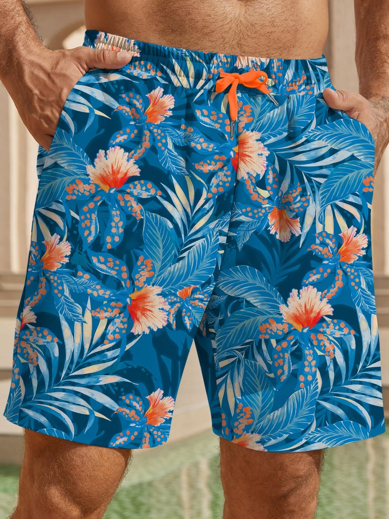 Hardaddy Men's 2 in 1 Swim Trunks with Compression Liner Beach Board Shorts with Pockets Navy Blue L - Image 2