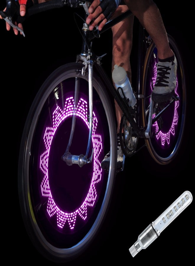 DAWAY A08 Bike Tire Valve Stem Light - LED Waterproof Bicycle Wheel Lights, Fun Mini Bycicle Accessory, for Burning Man, Christmas, Halloween, Thanksgiving, Birthday, 1 Pack, Pink Graphics - Image 1