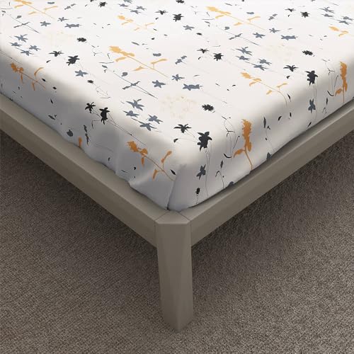 Wakefit Cotton Fitted Bedsheet | 200 TC Elastic Fitted Sheet, Queen Bed Bedsheet with 2 Pillow Checkered Covers | Flora - 78X60 Inches, Multicolor - Image 5