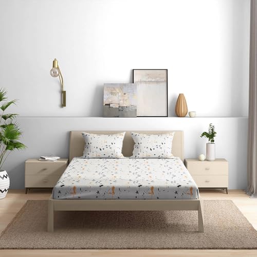 Wakefit Cotton Fitted Bedsheet | 200 TC Elastic Fitted Sheet, Queen Bed Bedsheet with 2 Pillow Checkered Covers | Flora - 78X60 Inches, Multicolor - Image 4