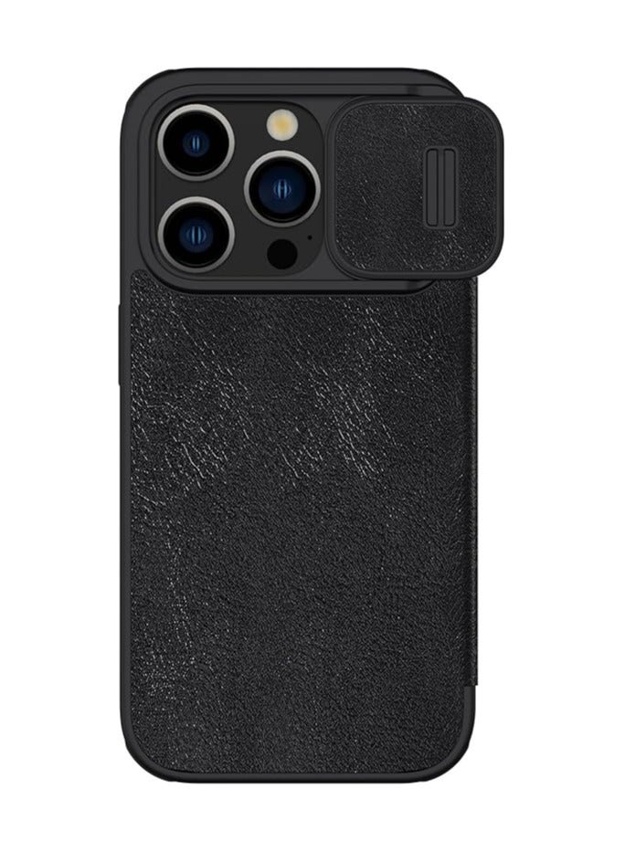 Nillkin Qin Pro Series Premium Leather Case for Apple iPhone 15 Pro Max 6.7 (2023) - Classic Black - Image 1