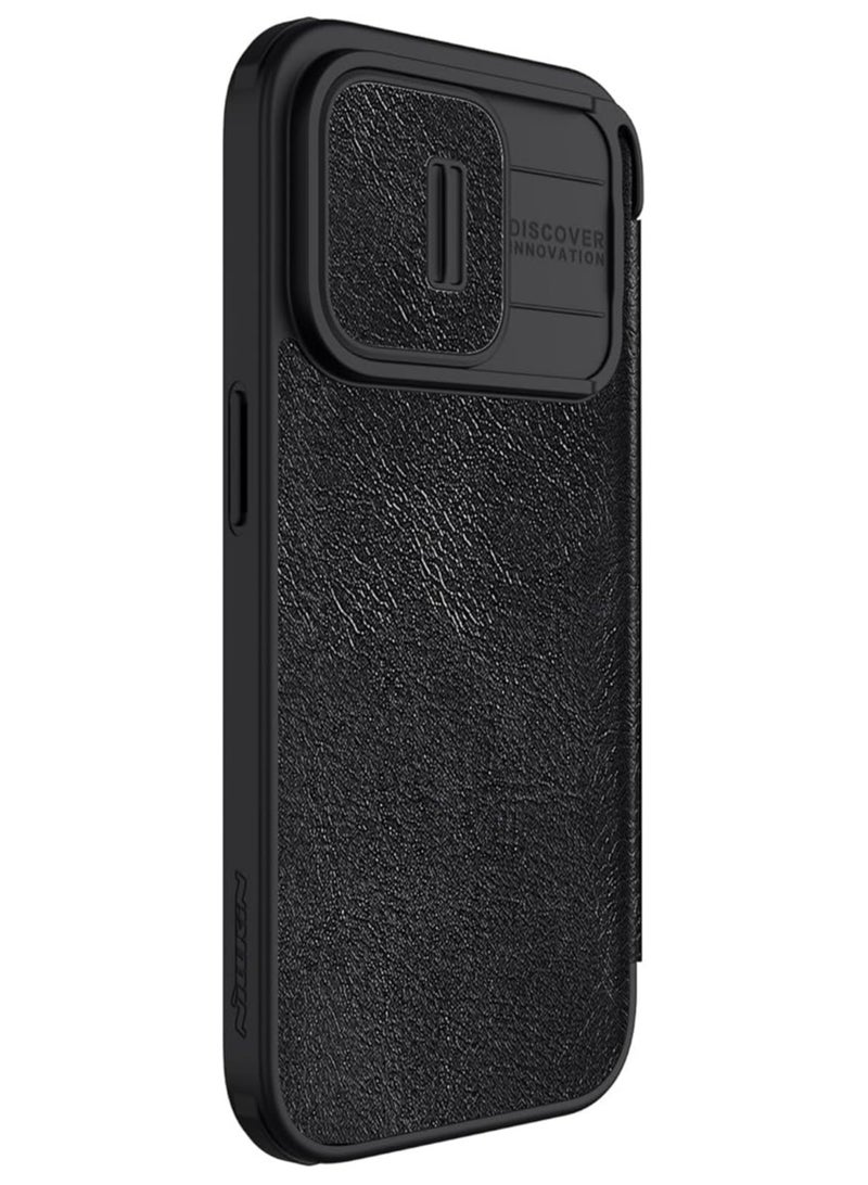 Nillkin Qin Pro Series Premium Leather Case for Apple iPhone 15 Pro Max 6.7 (2023) - Classic Black - Image 3