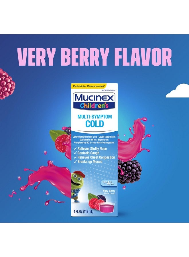 Mucinex Children's Multi-Symptom Cold Medicine, Kids Cough Medicine, Mucinex Kids Medicine/Decongestant with Dextromethorphan HBr, Guaifenesin, Phenylephrine HCl, Very Berry Flavor Liquid, 4 Fl Oz - Image 5