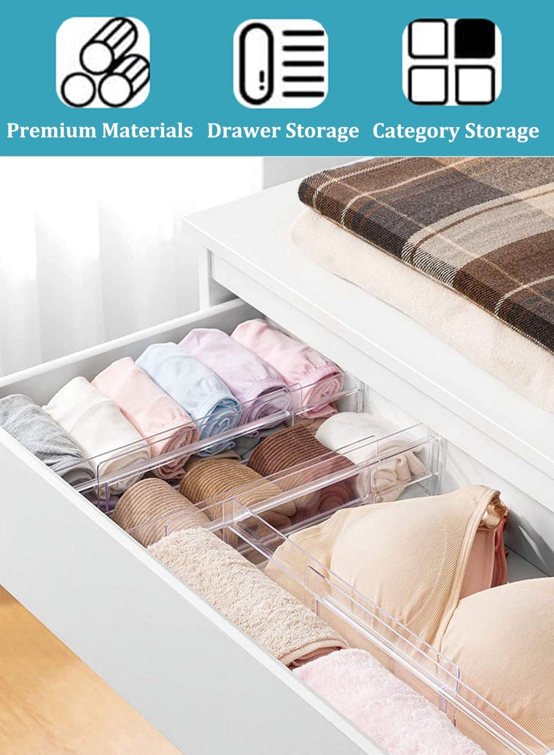 4 PCS Transparent Drawer Dividers 27.5-52cm Expandable Drawer Dividers for Kitchen, Bathroom and Office Adjustable Plastic Drawer Organiser Dresser Drawer Organizer for Underwear, Socks, Baby Clothing, Kitchen Utensils, Cosmetic and Office Supplies Drawer Separators for Organizing Kitchenware, Clothes Makeup and Stationeries  - Image 3