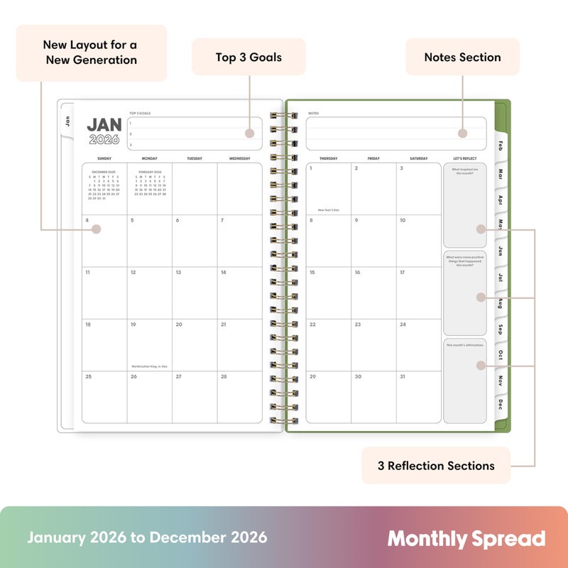 Blue Sky Gen Z 2026 Weekly and Monthly Planner Calendar, January 2026 - December 2026, 5" x 8", Flexible Interchangeable Cover, Durable Twin Wire Binding, Laminated Tabs, Storage Pocket, Monica - Image 3