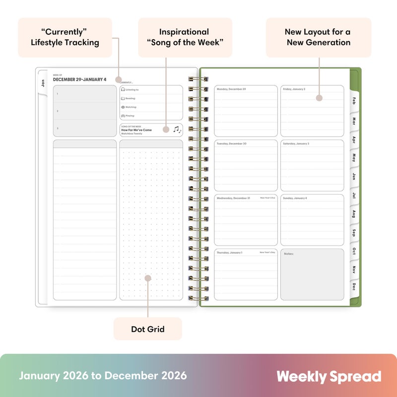 Blue Sky Gen Z 2026 Weekly and Monthly Planner Calendar, January 2026 - December 2026, 5" x 8", Flexible Interchangeable Cover, Durable Twin Wire Binding, Laminated Tabs, Storage Pocket, Monica - Image 4