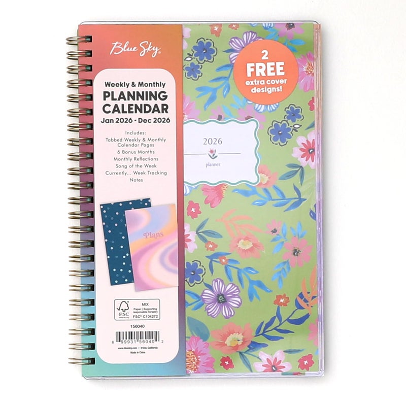 Blue Sky Gen Z 2026 Weekly and Monthly Planner Calendar, January 2026 - December 2026, 5" x 8", Flexible Interchangeable Cover, Durable Twin Wire Binding, Laminated Tabs, Storage Pocket, Monica - Image 1