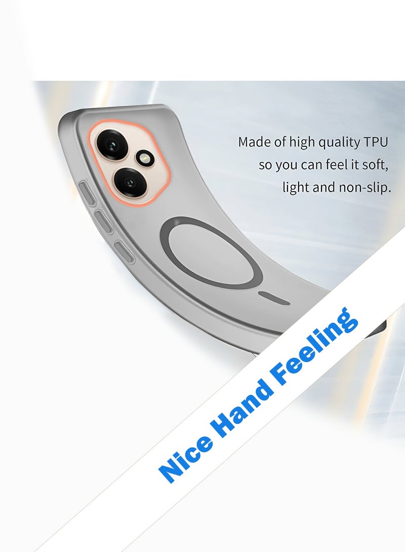 دبليو تيك غطاء حالة أنيق مع حواف كاميرا مرتفعة لهاتف Honor 400 5G 2025، شفاف هجيني مع شحن مغناطيسي Magsafe (MCMPMN) - رمادي - Image 3