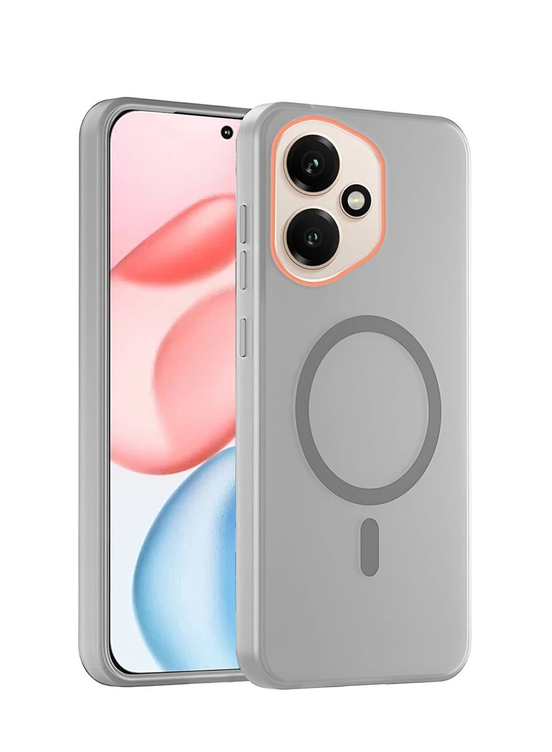 دبليو تيك غطاء حالة أنيق مع حواف كاميرا مرتفعة لهاتف Honor 400 5G 2025، شفاف هجيني مع شحن مغناطيسي Magsafe (MCMPMN) - رمادي - Image 1