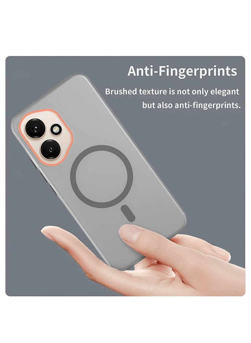 دبليو تيك غطاء حالة أنيق مع حواف كاميرا مرتفعة لهاتف Honor 400 5G 2025، شفاف هجيني مع شحن مغناطيسي Magsafe (MCMPMN) - رمادي - Image 4