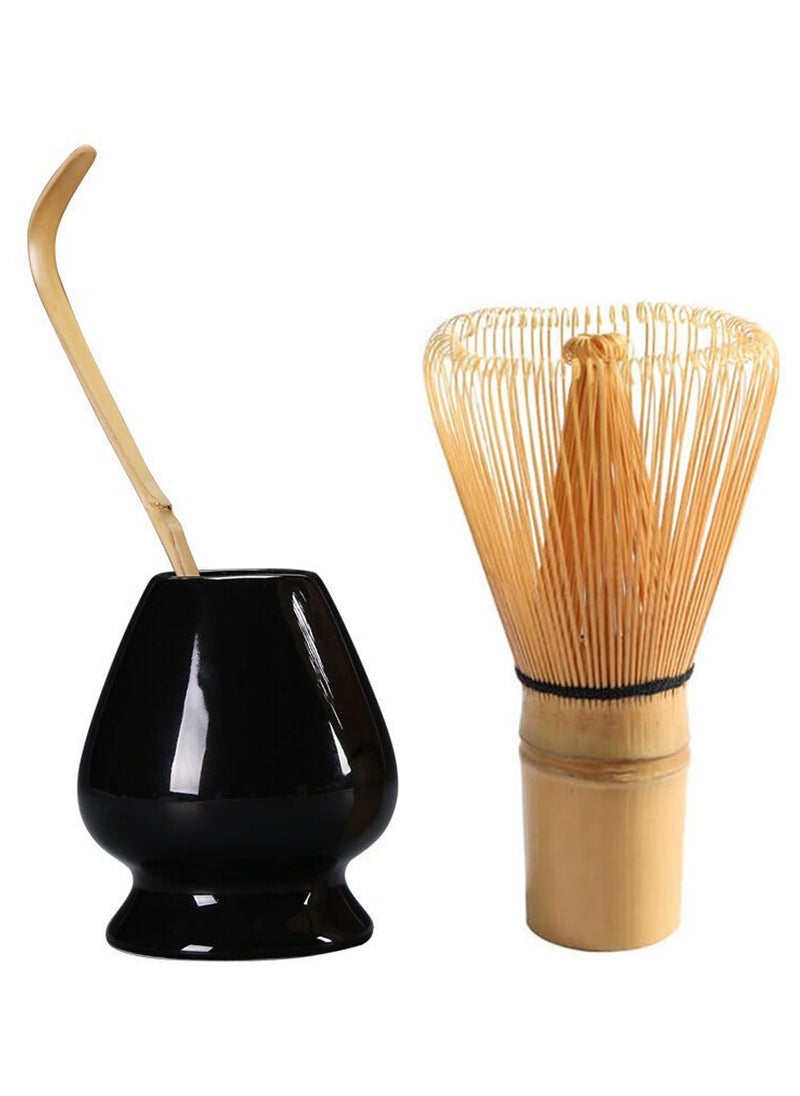 Arabest Traditional Matcha Tool, Bamboo Matcha Set with Tea Whisk, Hooked Scoop and Ceramic Whisk Holder, Perfect Matcha Kit for Matcha Tea Ceremony (Black)  - Image 1