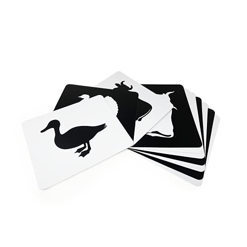 Brainsmith New Born Baby Flash Cards, Farm Animals, 10 High-Contrast Large Size Picture Cards for Infants 0-6 Month, Visual Stimulation & Brain Development, Black & White (Farm Animals) - Image 2
