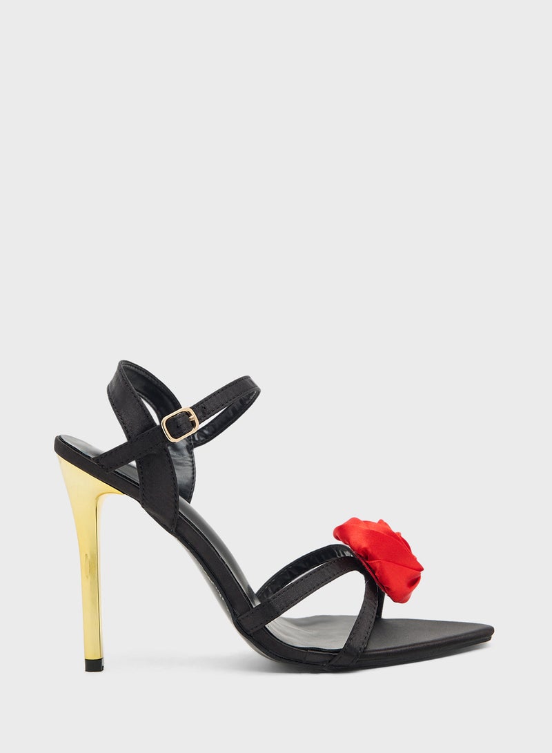 جينجر صندل بكعب مزين بالزهور - Image 1