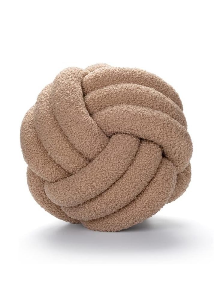 Soft Knotted Round Pillow Ball – Handmade 11-Inch Boucle Knot Plush Throw Cushion for Living Room and Home Decor - Image 1