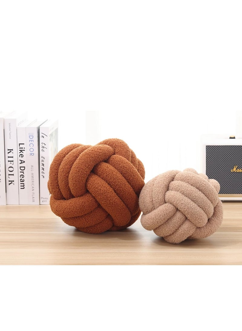 Soft Knotted Round Pillow Ball – Handmade 11-Inch Boucle Knot Plush Throw Cushion for Living Room and Home Decor - Image 3