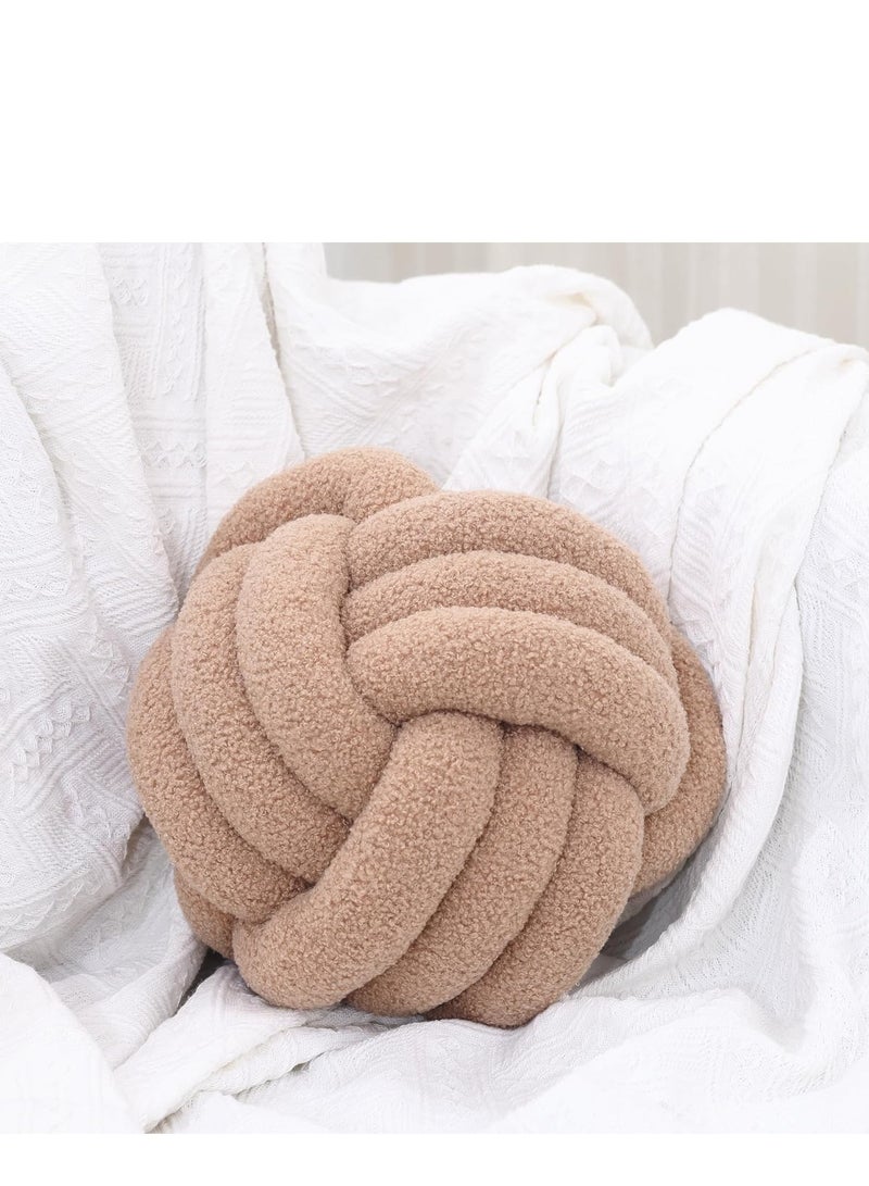 Soft Knotted Round Pillow Ball – Handmade 11-Inch Boucle Knot Plush Throw Cushion for Living Room and Home Decor - Image 2