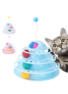 Four Layer Antenna Cat Turntable Interactive Cat Toy Pet Products Self-entertainment Cat ToyS Cat Tower (blue)