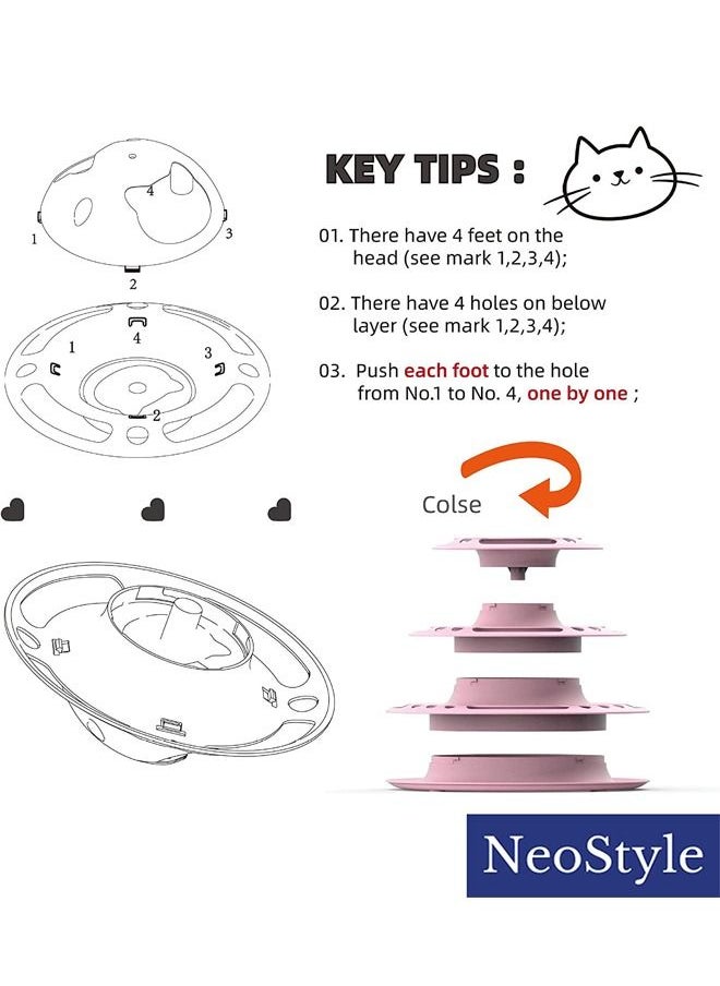 Neostyle - Four Layer Antenna Cat Turntable Interactive Cat Toy Pet Products Self-entertainment Cat ToyS Cat Tower (blue) - Image 1