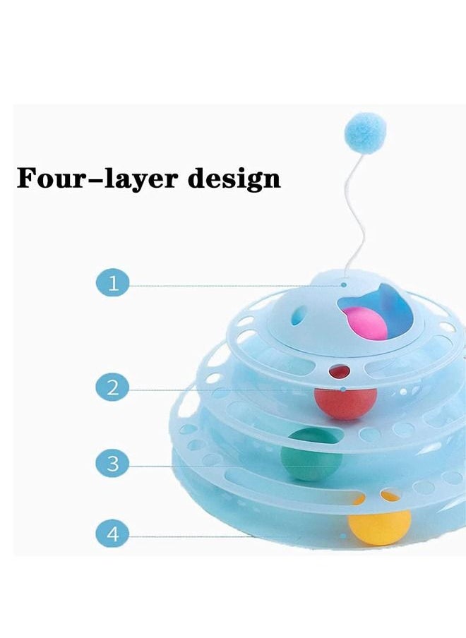 Neostyle - Four Layer Antenna Cat Turntable Interactive Cat Toy Pet Products Self-entertainment Cat ToyS Cat Tower (blue) - Image 1