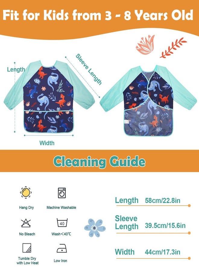 Lictin 2 Pack Kids Art Smocks, Toddler Smock, Waterproof Artist Painting Aprons for Children, with Long Sleeve and 3 Pockets for Age 3-8 Years Blue - Image 5