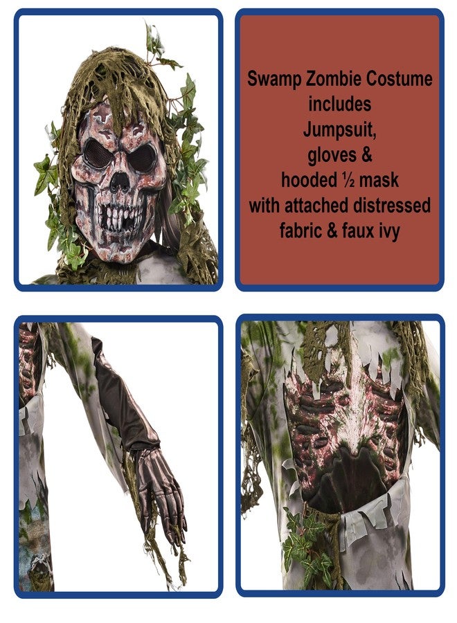 Rubies Boy's Forum Novelties Swamp Zombie Costume Jumpsuit and Mask for Themed Parties and Halloween, As Shown, Medium - Image 2
