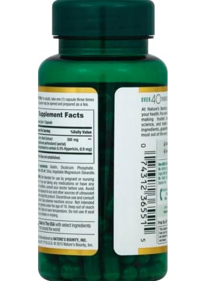 NATURE'S BOUNTY حبوب نبتة سانت جون ومكملات صحية عشبية تعزز الحالة المزاجية الإيجابية 300 مجم 100 كبسولة - Image 3