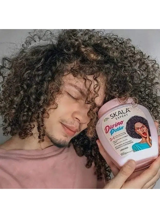 سكالا ديفاين كيرلز كريم علاجي 2 في 1 - كريم مرطب للشعر المجعد والمموج - يمكن استخدامه كبلسم أو كريم يُترك على الشعر - Image 2