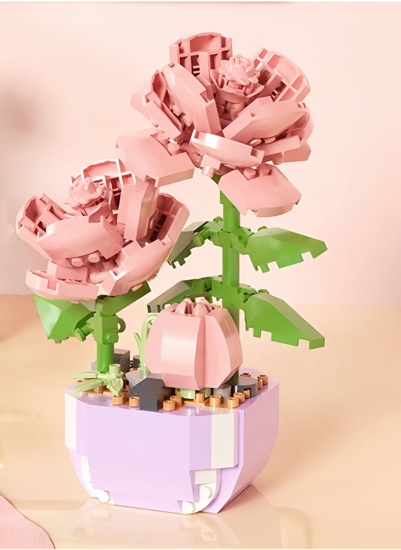 Generic Children's mini building block flower toys 317 pieces, cute artificial plant flower building blocks, suitable for home office decoration, birthday gifts, parent-child games, desktop accessories, suitable for children aged 3 4 5-9  - Image 4