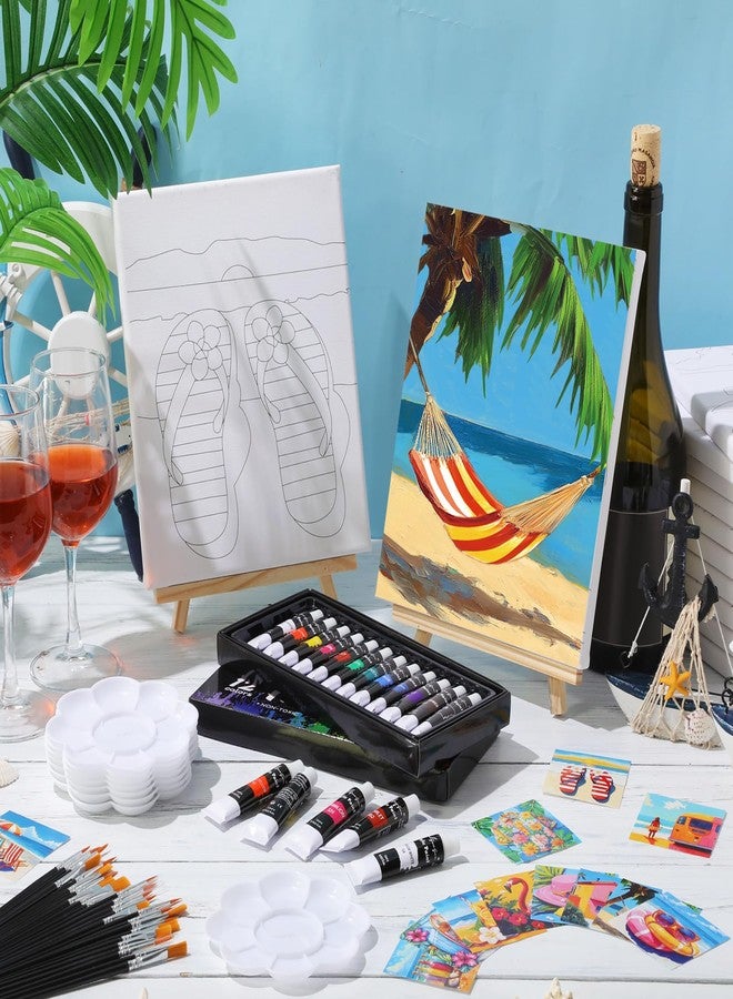 Cholemy 36 Pcs Paint and Sip Kit for Adults 8''x10'' Pre Drawn Canvas for Painting DIY Afro Acrylic Painting Kit Wood Easel Brushes Date Night Bulk for Father's Day Party Gifts(Hawaii) - Image 2