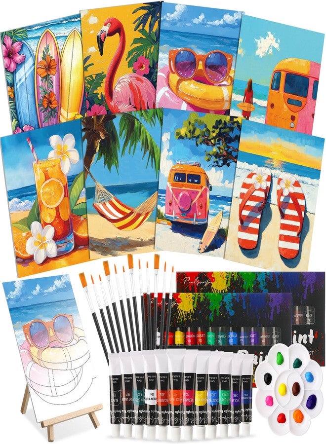 Cholemy 36 Pcs Paint and Sip Kit for Adults 8''x10'' Pre Drawn Canvas for Painting DIY Afro Acrylic Painting Kit Wood Easel Brushes Date Night Bulk for Father's Day Party Gifts(Hawaii) - Image 1