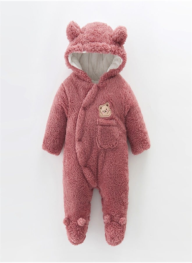 Loquat Squality Baby Thick Hooded Jumpsuit Red  - Image 1