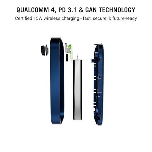 DailyObjects Loop Qi2 Certified 10000 Mah Mag-Safe Compatible Aluminium Wireless Power Bank|Fast Charging| Compatible with Samsung/OnePlus/iPhone 12/13/14/15/16/Pro Max | Pocket Size - Blue - Image 4