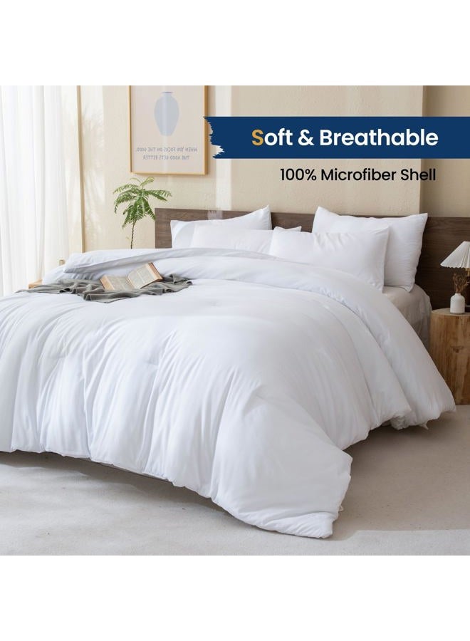 Paxrac White Comforter Twin/Twin XL Size, 2 Pieces Extra Long Comforter Set for Dorm, Lightweight Solid Bedding Set, All Seasons Soft Breathable Twin Comforter Set (68x90In Comforter & 1 Pillowcase) - Image 2