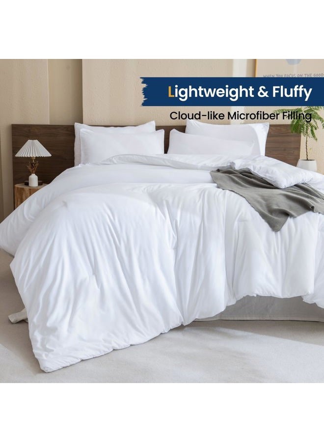 Paxrac White Comforter Twin/Twin XL Size, 2 Pieces Extra Long Comforter Set for Dorm, Lightweight Solid Bedding Set, All Seasons Soft Breathable Twin Comforter Set (68x90In Comforter & 1 Pillowcase) - Image 3