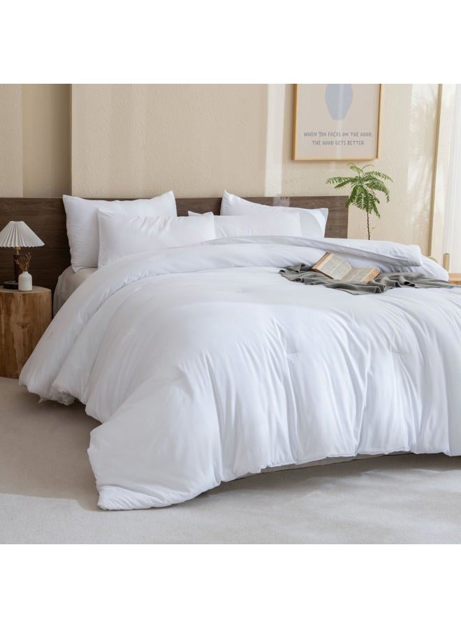 Paxrac White Comforter Twin/Twin XL Size, 2 Pieces Extra Long Comforter Set for Dorm, Lightweight Solid Bedding Set, All Seasons Soft Breathable Twin Comforter Set (68x90In Comforter & 1 Pillowcase) - Image 1