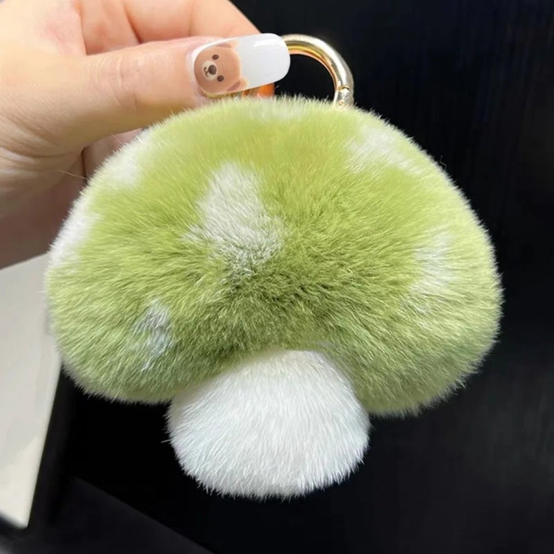Y&D RW Cartoon Mushroom Doll Plush Keychain Toys Cute Fur Pom Pom Fluffy Stuffed Key Rings Bag Charm Pendant Key Chains - Image 2