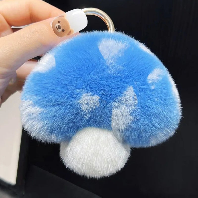 Y&D RW Cartoon Mushroom Doll Plush Keychain Toys Cute Fur Pom Pom Fluffy Stuffed Key Rings Bag Charm Pendant Key Chains - Image 3